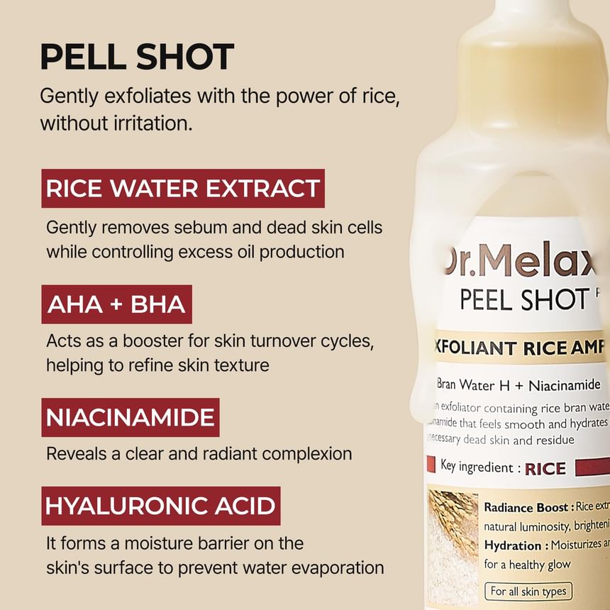 Dr.Melaxin - Peel Shot Exfoliant White Rice Ampoule 8Oml - Gallery 4
