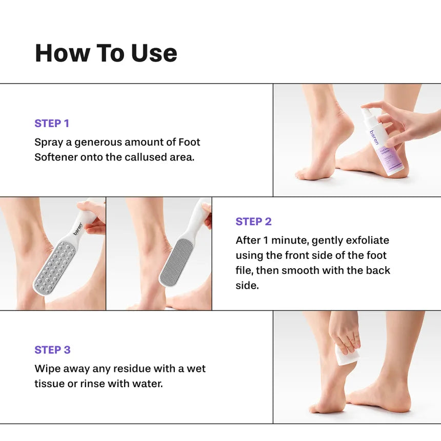 baren - Callus Remover Kit for Feet: Foot File & Peeling Foot Spray - Gallery 13