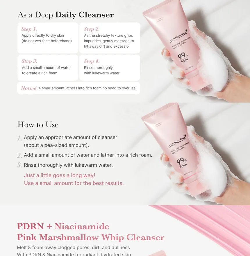 medicube - PDRN Pink Niacinamide Whip Cleanser 120g - Gallery 1