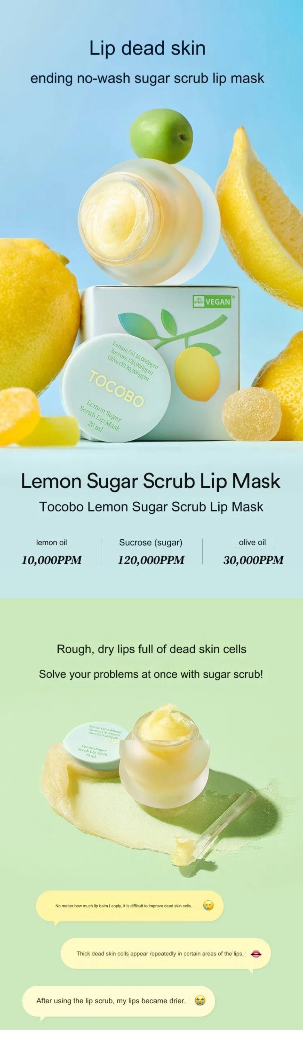 TOCOBO - Lemon Sugar Scrub Lip Mask - Gallery 1