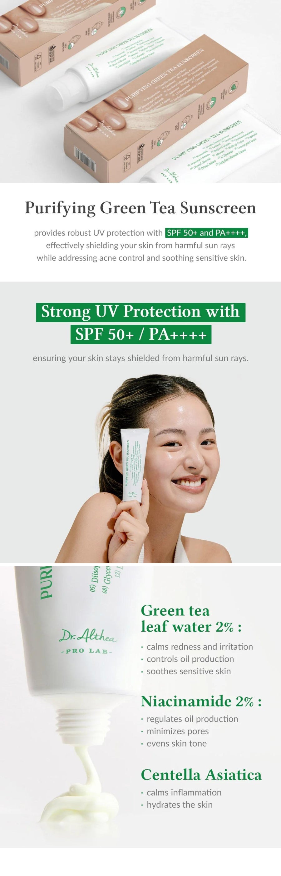 Dr. Althea - Purifying Green Tea Sunscreen 50ml - Gallery 1