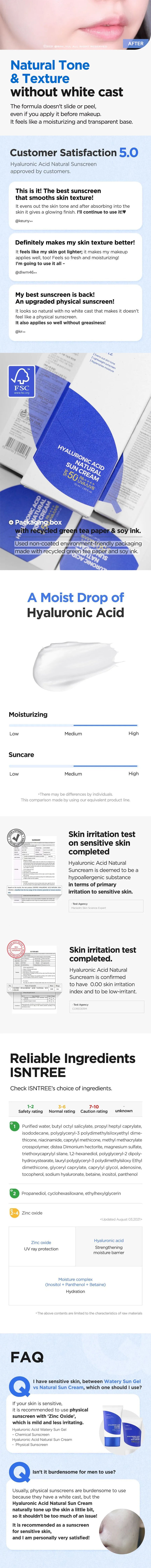 Isntree - Hyaluronic Acid Natural Sun Cream - Gallery 2