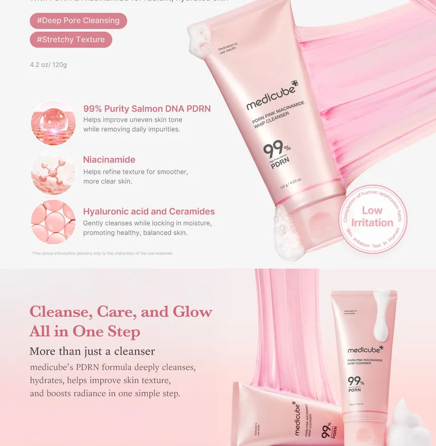 medicube - PDRN Pink Niacinamide Whip Cleanser 120g - Gallery 2