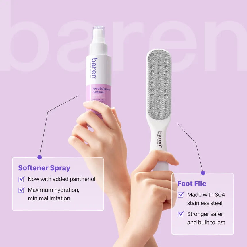 baren - Callus Remover Kit for Feet: Foot File & Peeling Foot Spray - Gallery 3