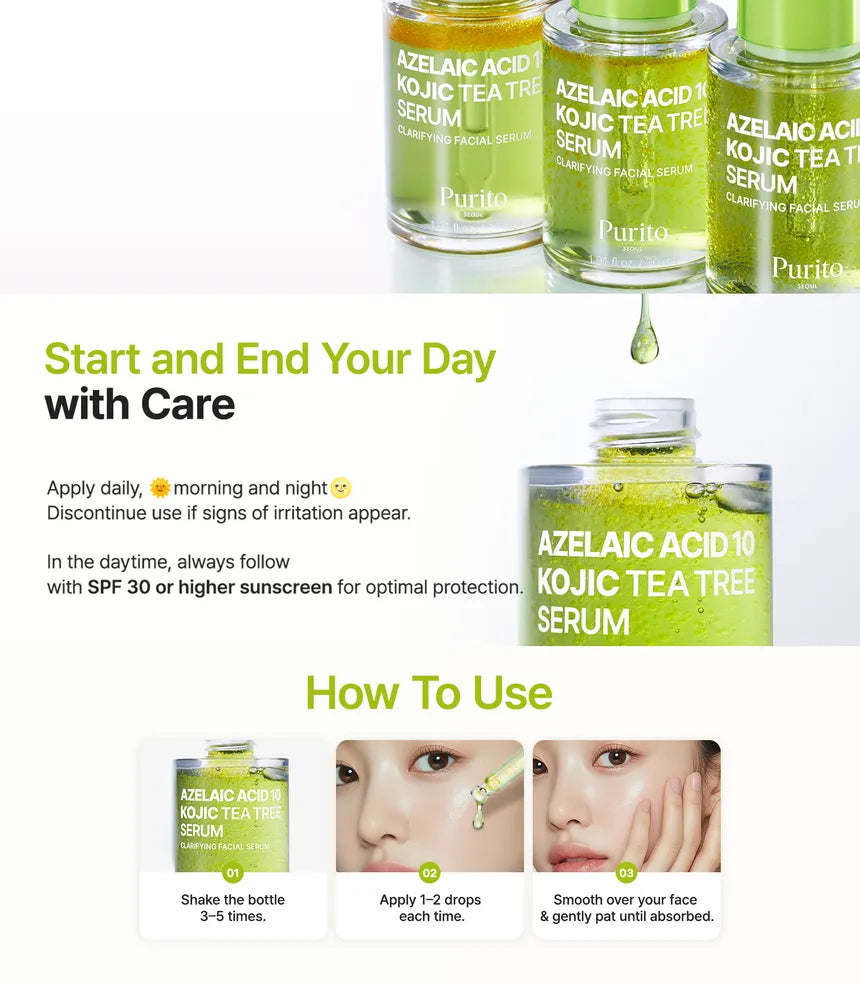 Purito SEOUL - Azelaic Acid 10 Kojic Tea Tree Serum 30ml - Gallery 5