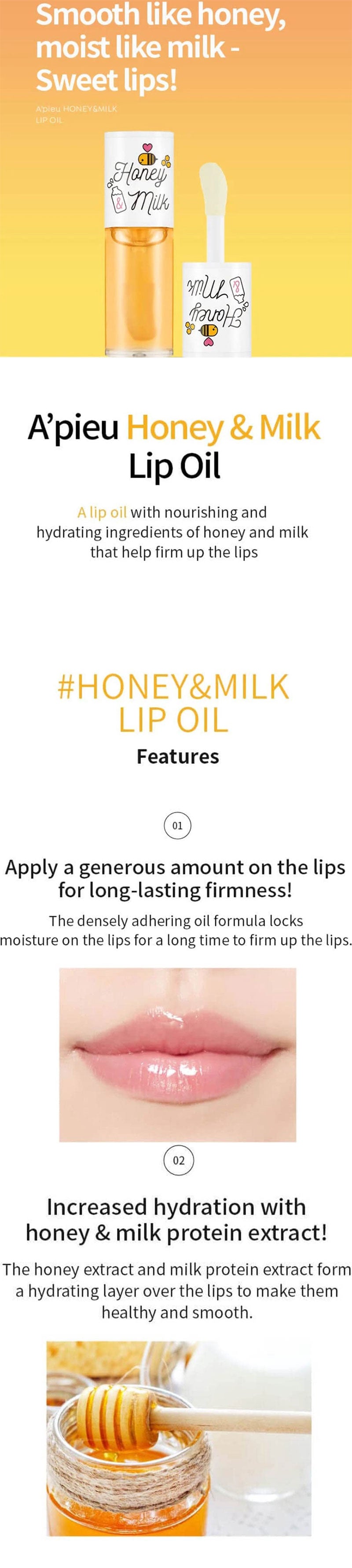 A'PIEU Honey & Milk Lip Oil 5g - Gallery 1