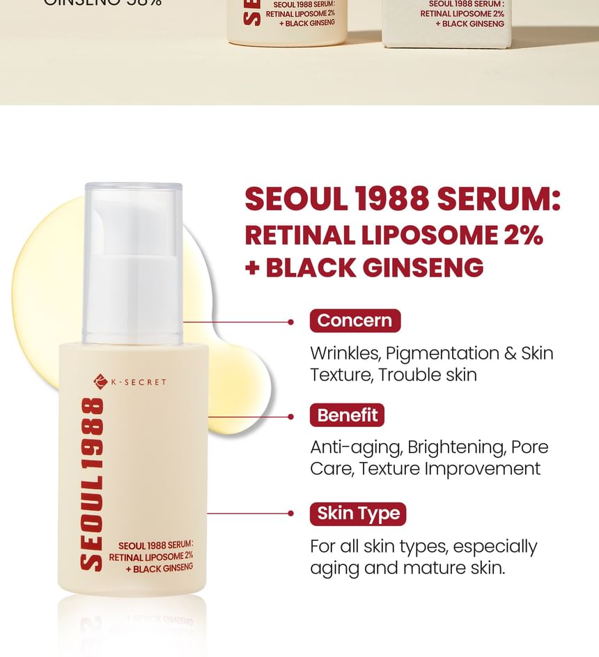 KSECRET - SEOUL 1988 Serum : Retinal Liposome 2% + Black Ginseng Bundle Set - Gallery 2