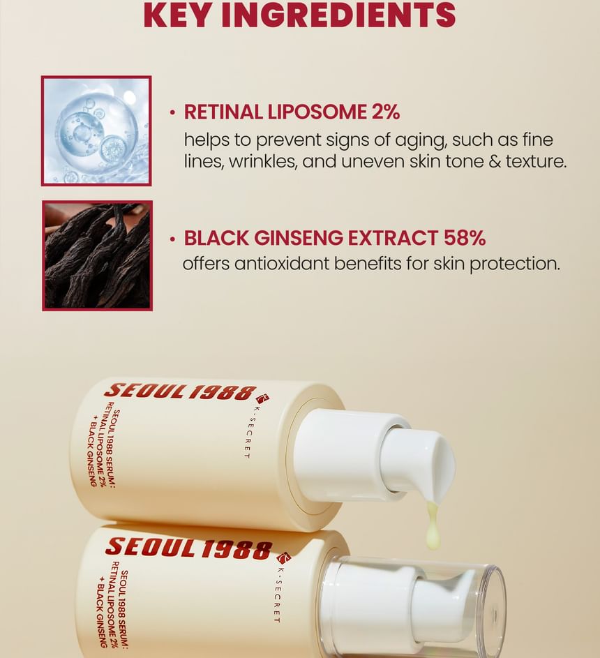 KSECRET - SEOUL 1988 Serum : Retinal Liposome 2% + Black Ginseng Bundle Set - Gallery 4