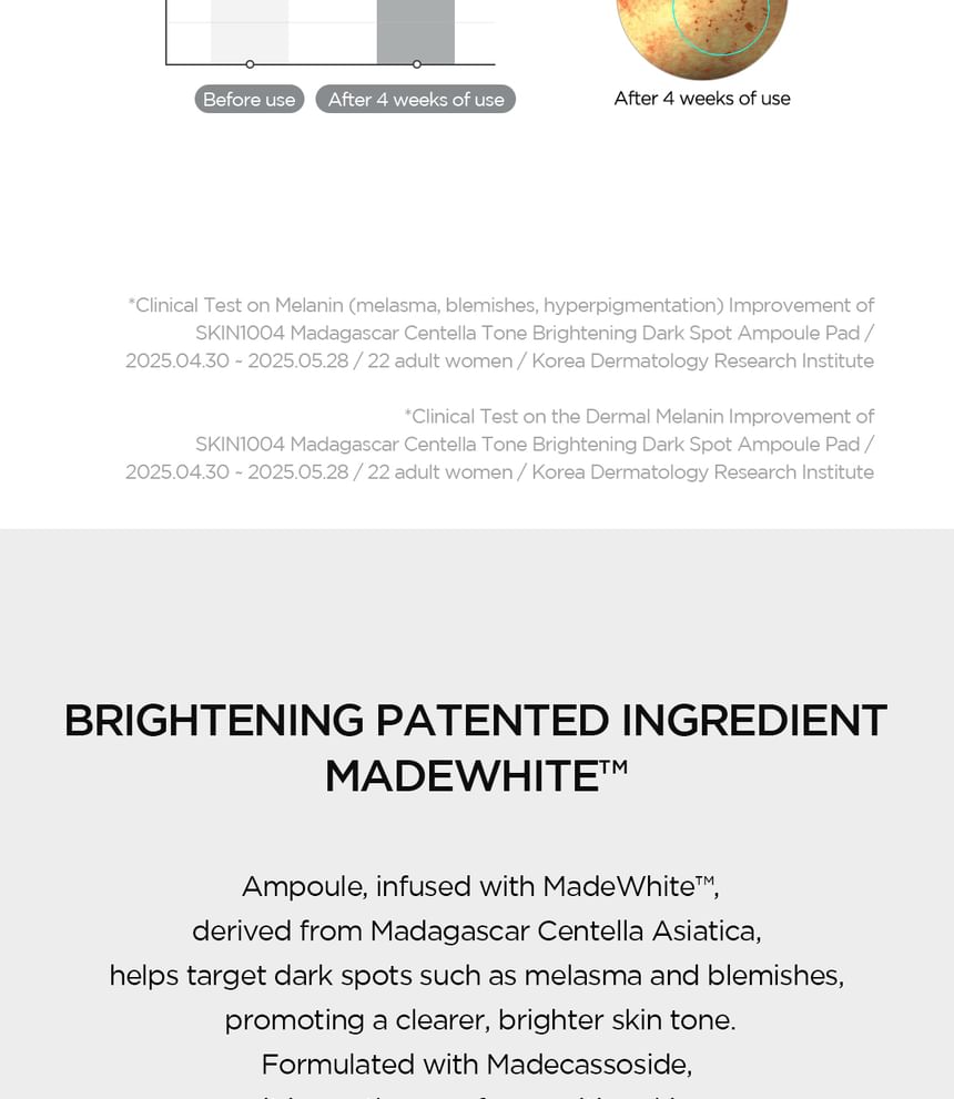 SKIN1004 - Madagascar Centella Tone Brightening Dark Spot Ampoule Pad - Gallery 7