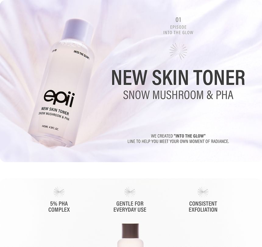 epii - New Skin Toner Snow Mushroom & PHA 145ml - Gallery 1