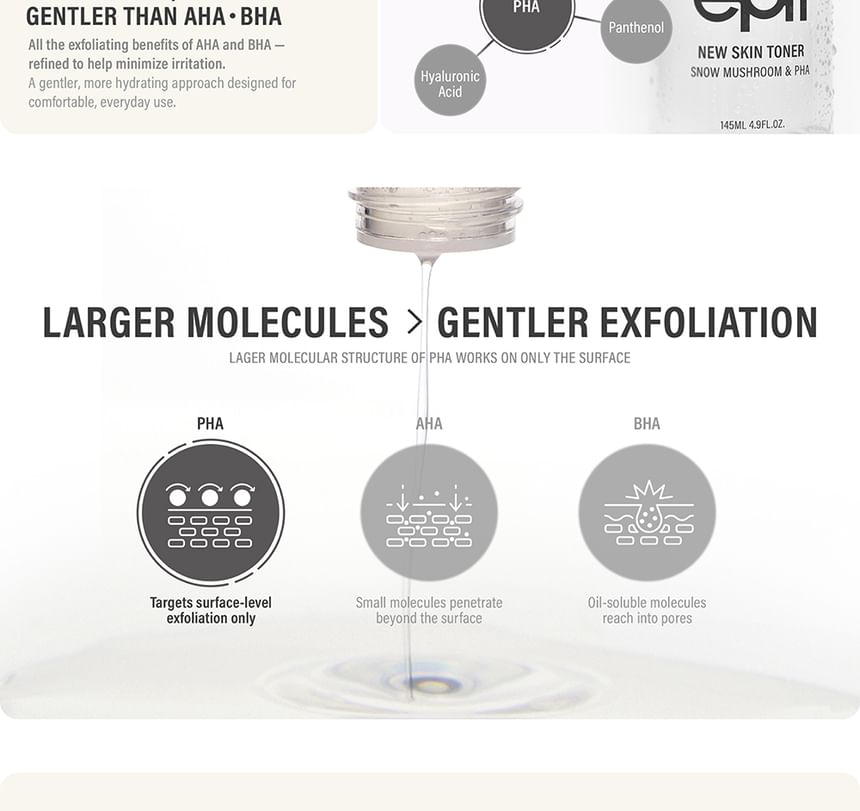 epii - New Skin Toner Snow Mushroom & PHA 145ml - Gallery 3