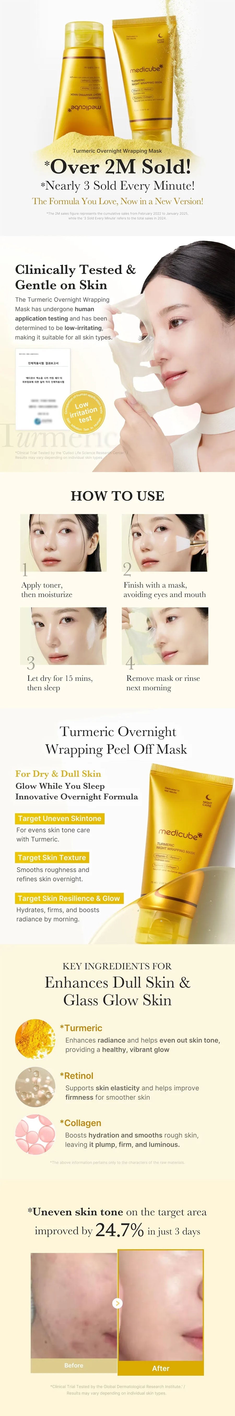 Medicube - Kojic Acid Turmeric Night Wrapping Mask - 75ml - Gallery 1
