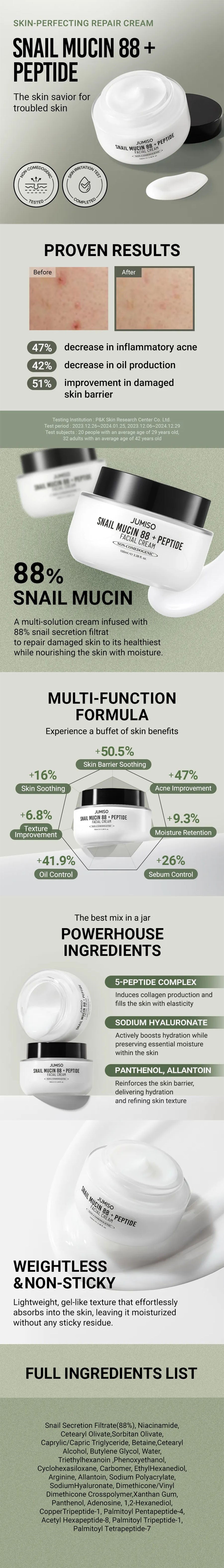 JUMISO - Snail Mucin 88 + Peptide Facial Cream - Gallery 1