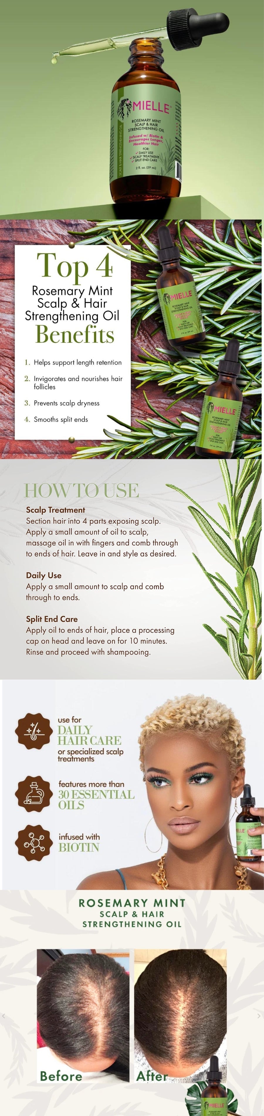 MIELLE Rosemary Mint Scalp & Hair Strengthening Oil - Gallery 1