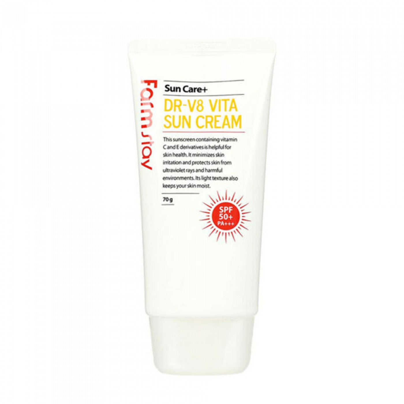 FarmStay Dr-V8 Vita Sun Cream SPF50+ PA+++ quyosh kremi, 70 g — mahsulot ko‘rinishi